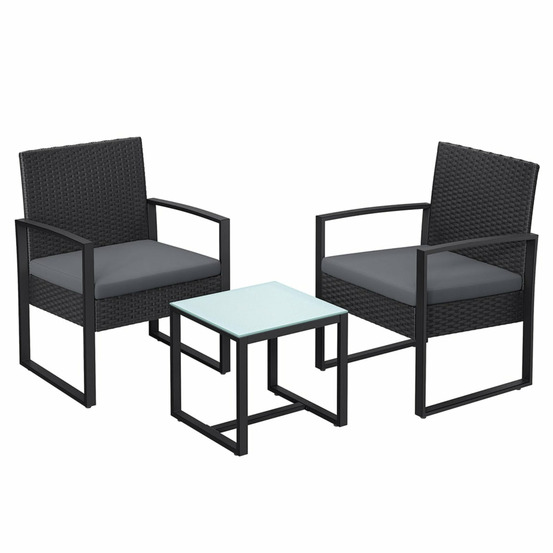 Salon de jardin extérieur ensemble de 3 meubles de jardin surface tressée pour balcon terrasse montage facile 2 canapés et 1