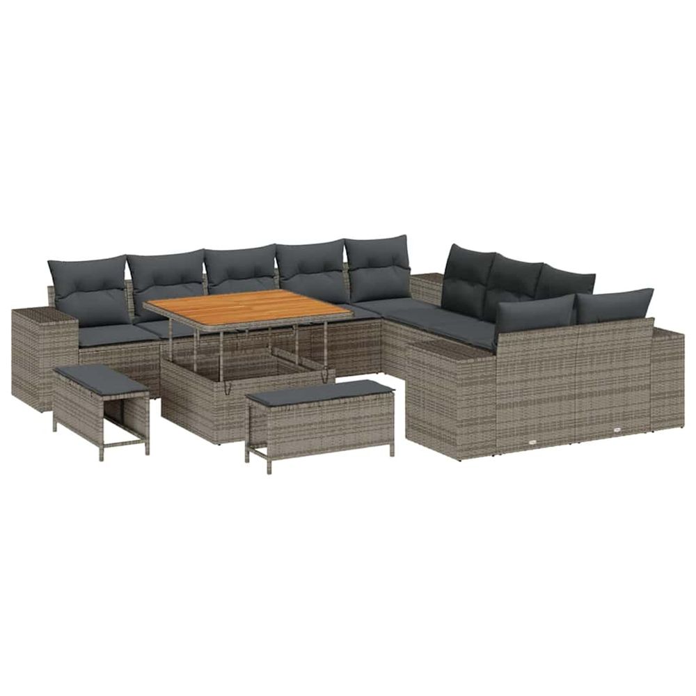 Ensemble de canapé de jardin 13 pc gris polyrotin