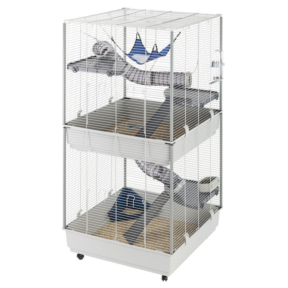 Ferplast cage pour fûrets furet tower, structure verticale sur plusieurs étages, roues et accessoires inclus, métal vernis gris et