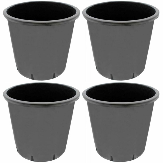 Pot de plantation rond de 25 litres noir 33 x 33 cm lot de 4