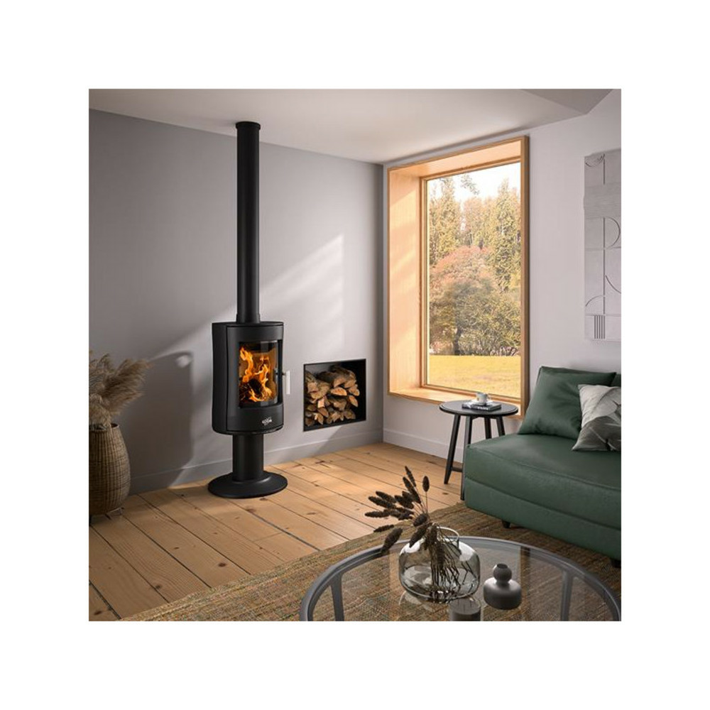 388145000053-poêle à bois mazamet peint anthracite godin - 388145anth