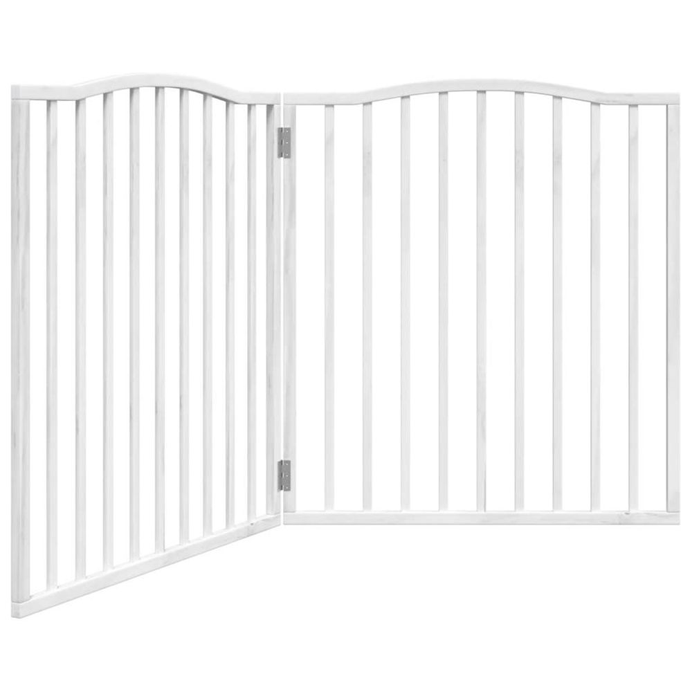Barrière pour chiens et porte 4 panneaux blanc bois de peuplier