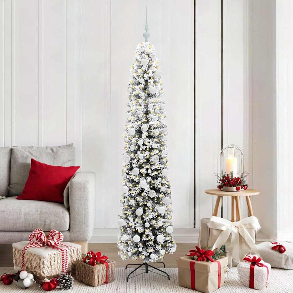 Sapin artificiel haut de 180 cm vert, décoré avec 120 boules et guirlande 300 led
