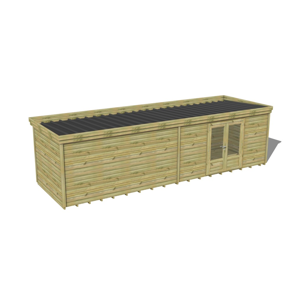 Abri de jardin bois pin traité autoclave 27mm - 9,09x2,64m / 24m2 - bac acier - plancher bois