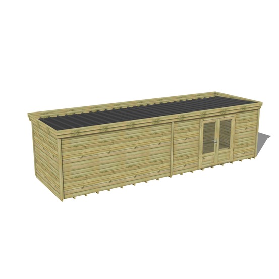 Abri de jardin bois pin traité autoclave 27mm - 9,09x2,64m / 24m2 - bac acier - plancher bois