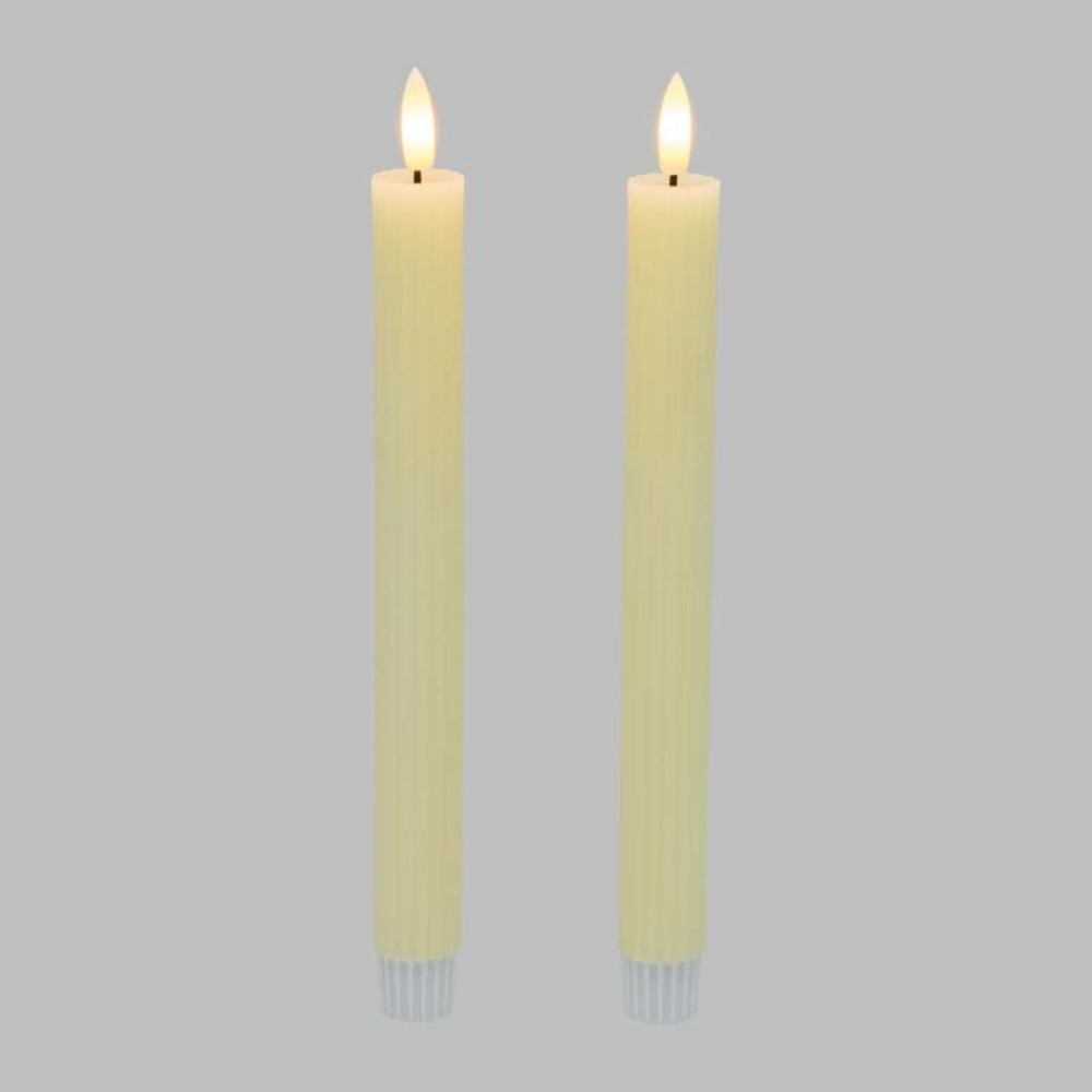 Lot de 2 chandelles ø2,3cm h23cm cire couleur ivoire flamme 3d avec télécommande