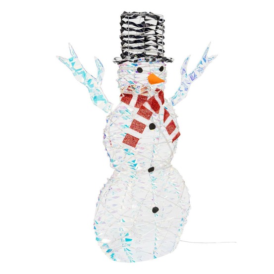 Forme irisée bonhomme de neige ruban 200 led h.90cm