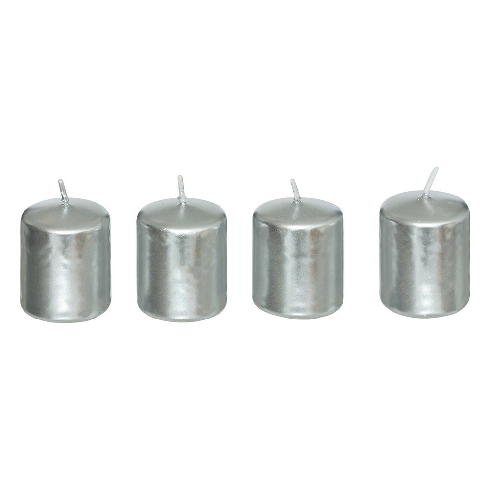 Lot de 4 bougies satin argent 160g