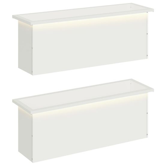 Jardinière d'extérieur de jardin avec led 2 pc blanc 30 x 100 x 30 cm acier