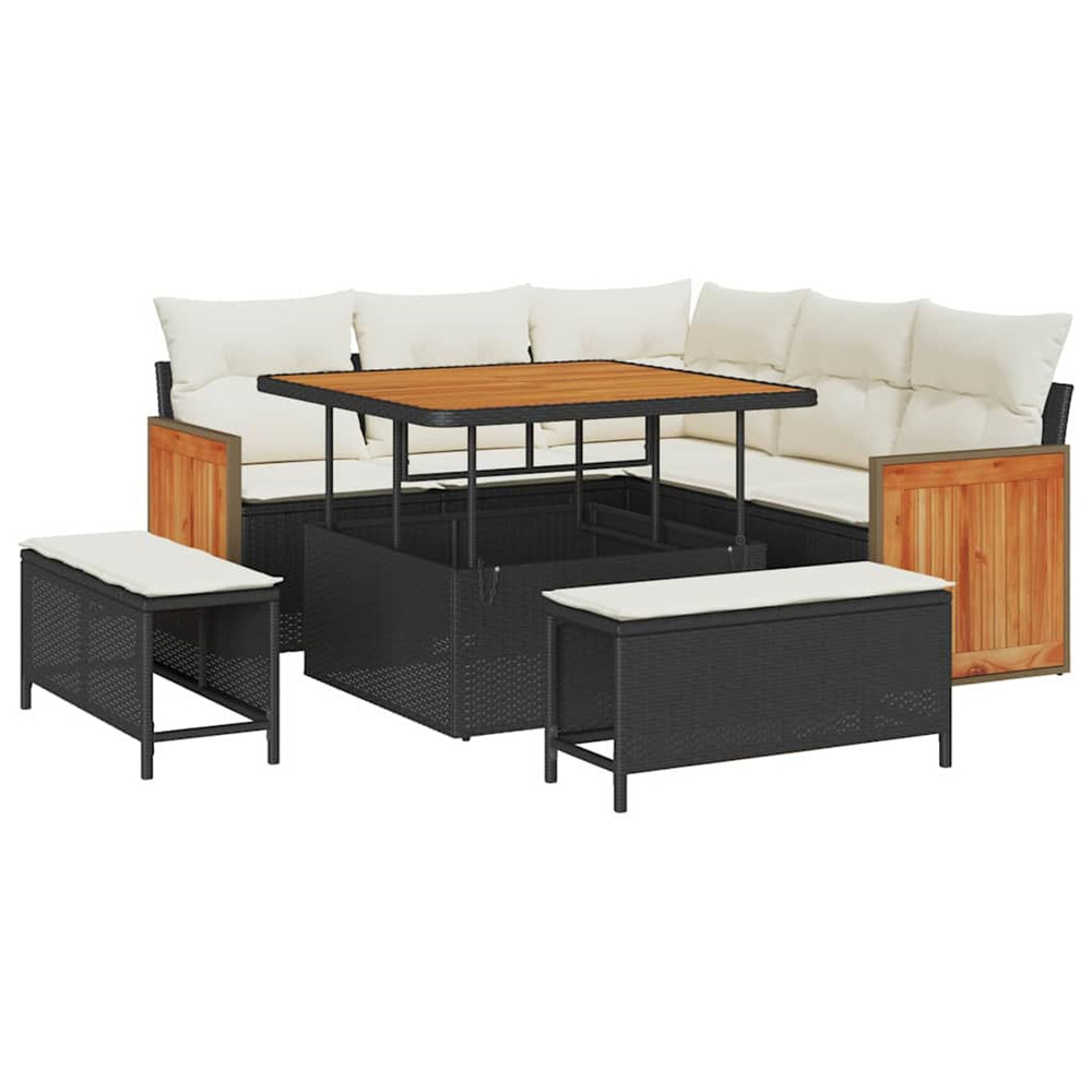 Ensemble de canapé de jardin avec coussin 8 pcs noir et crème
