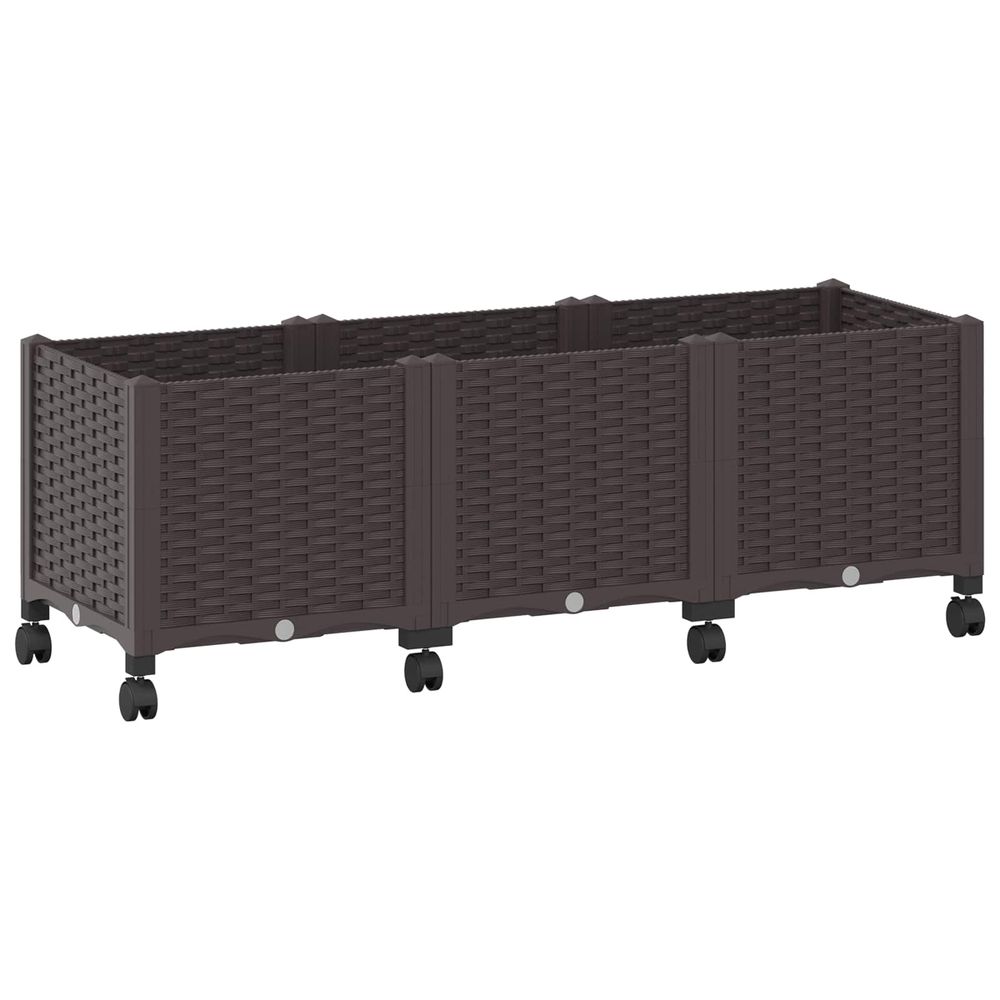 Jardinière d'extérieur avec roues marron 120 x 40 x 44 cm pp