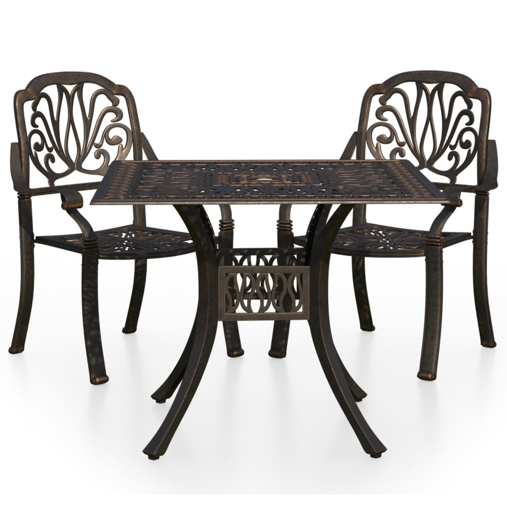 Ensemble de bistro 3 pcs aluminium coulé bronze