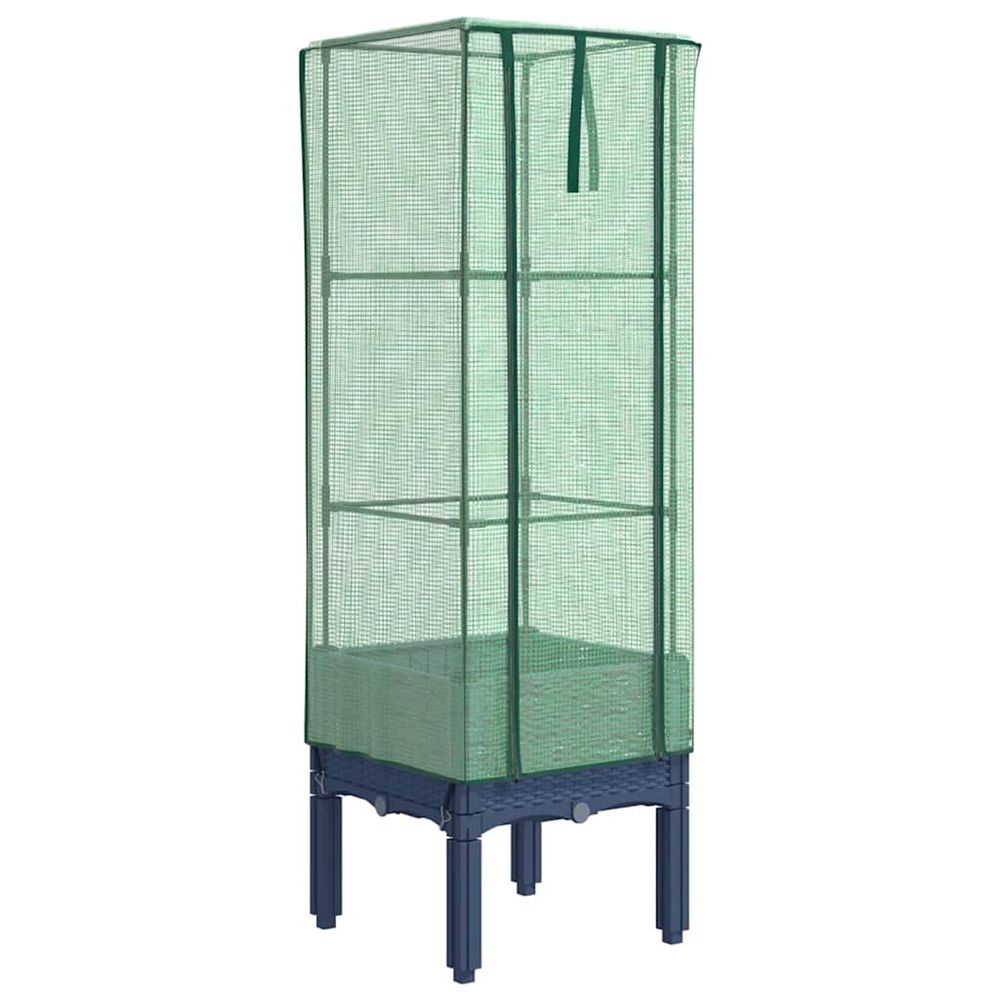 Jardinière d'extérieur surélevée avec housse aspect rotin 40x40x140 cm