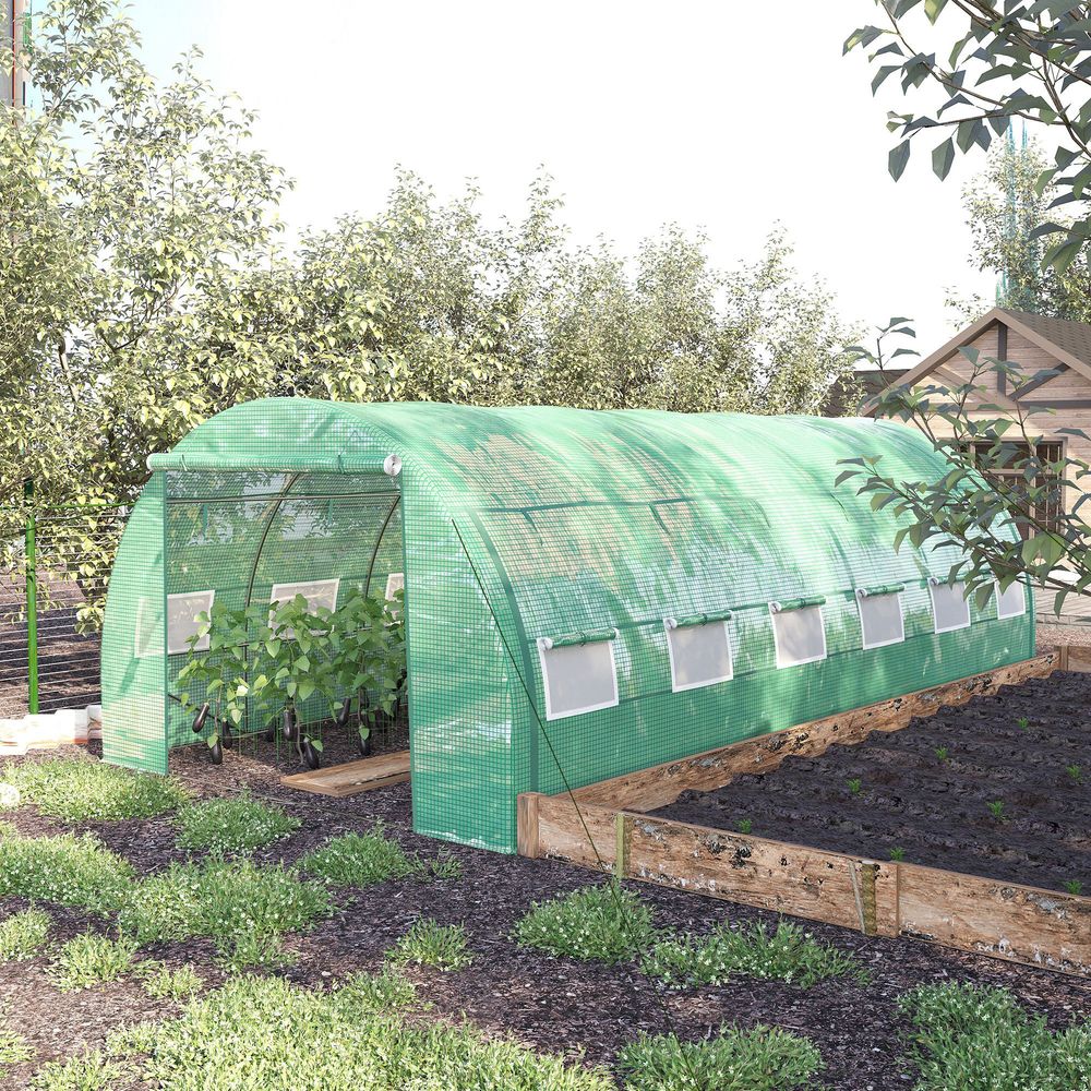 Serre tunnel de jardin acier galvanisé bâche pe verte 597 x 300 x 200 cm potager - comfortxl outdoor living