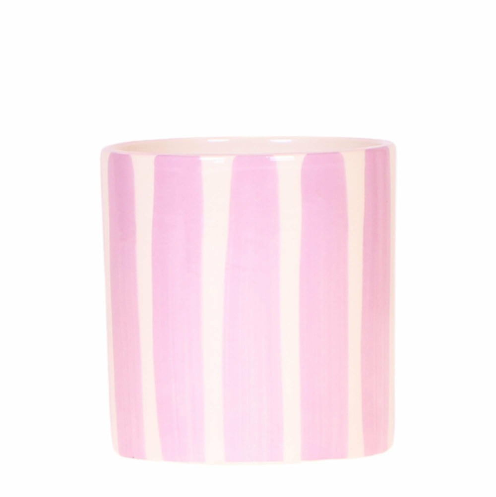 Pot décoratif painted stripe - rose