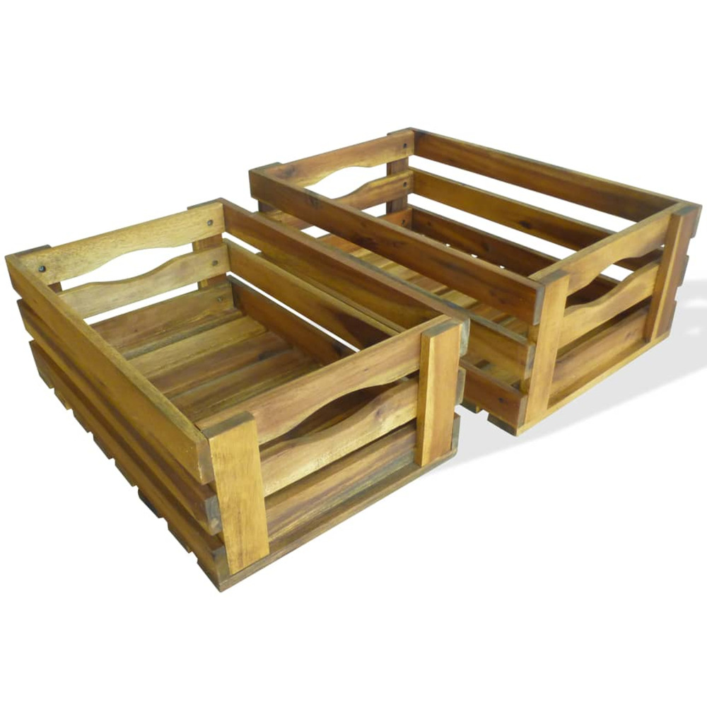 Caisse à pommes 2 pcs bois d'acacia massif