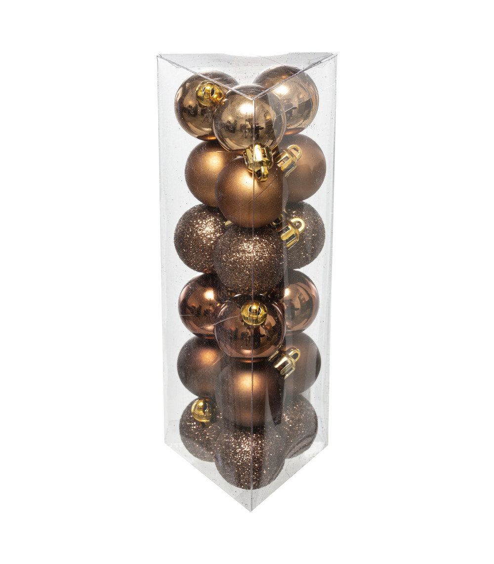 Déco de sapin lot de 18 boules de noël d 3 cm - bronze