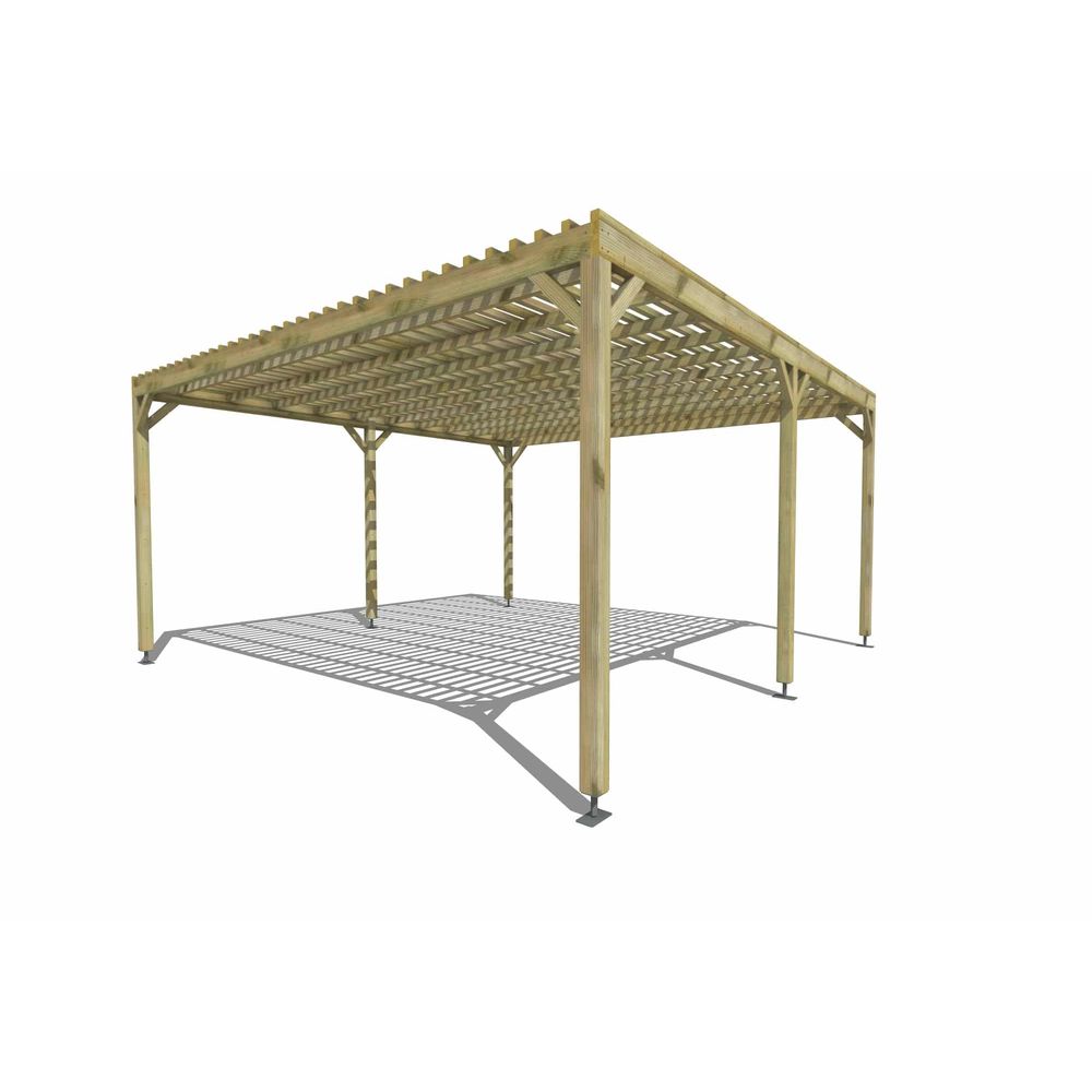 Pergola bois • 5m x 5m • indépendante • sens profondeur • lattage bois • livraison comprise