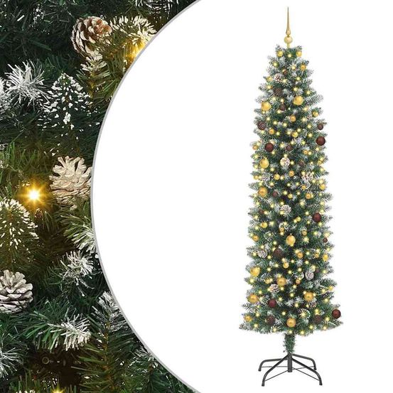 Arbre de noël artificiel slim vert et blanc 240 cm
