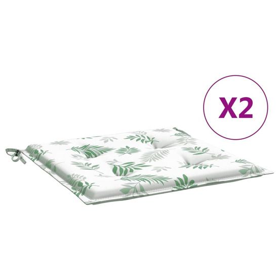 Coussins de chaise lot de 2 motif de feuilles 50x50x4 cm tissu