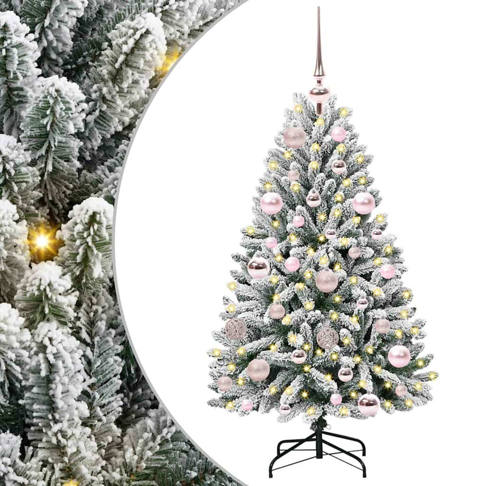 Sapin de noël artificiel vert et blanc 120 cm pvc et métal