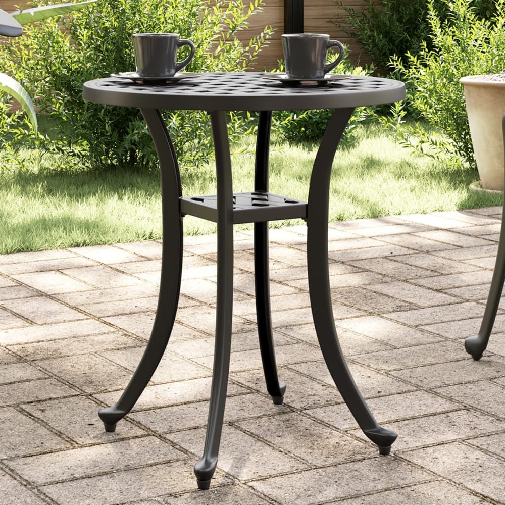Table de jardin noir ø48x53 cm aluminium coulé