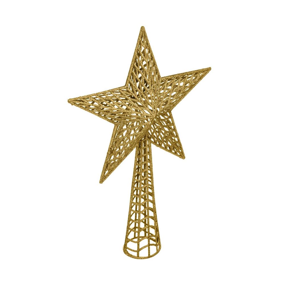 Déco sapin de noël cimier étoile or pailleté