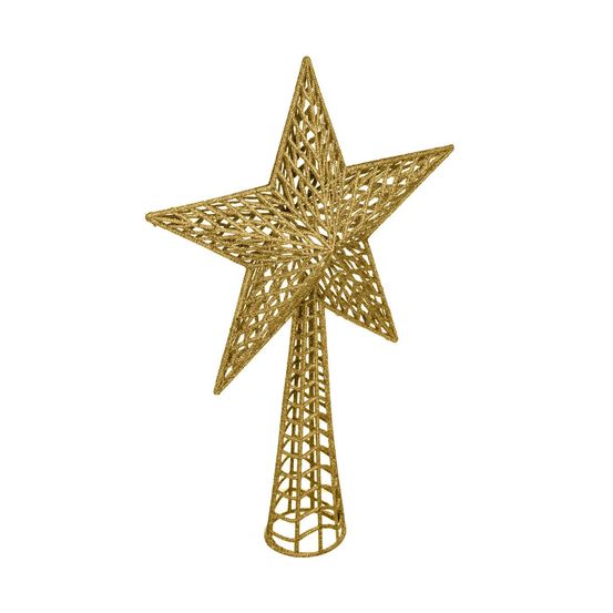 Déco sapin de noël cimier étoile or pailleté