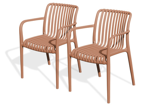 Lot de 2 fauteuils tiago en polypropylène terracotta