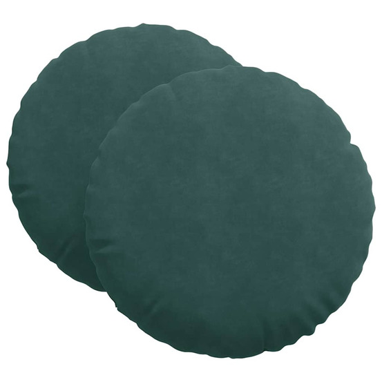Coussins de siège 2 pcs vert foncé ø 40 x 13 cm velours