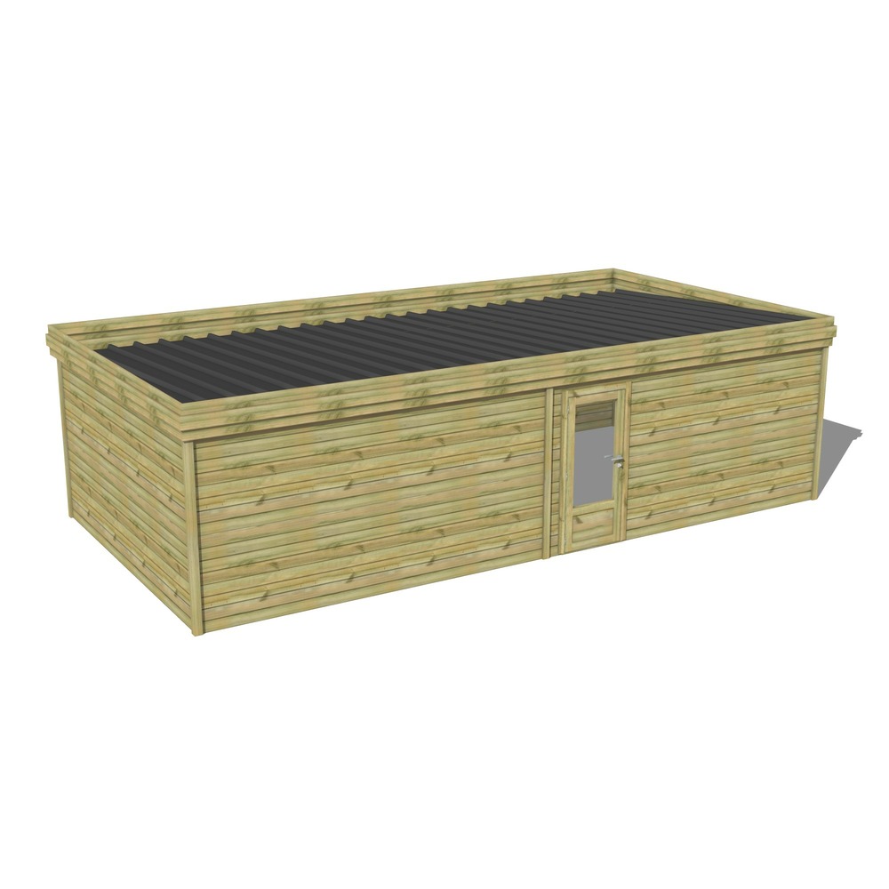 Abri de jardin bois pin traité autoclave 27mm - 9,09x4,34m / 39m2 - bac acier - abri français