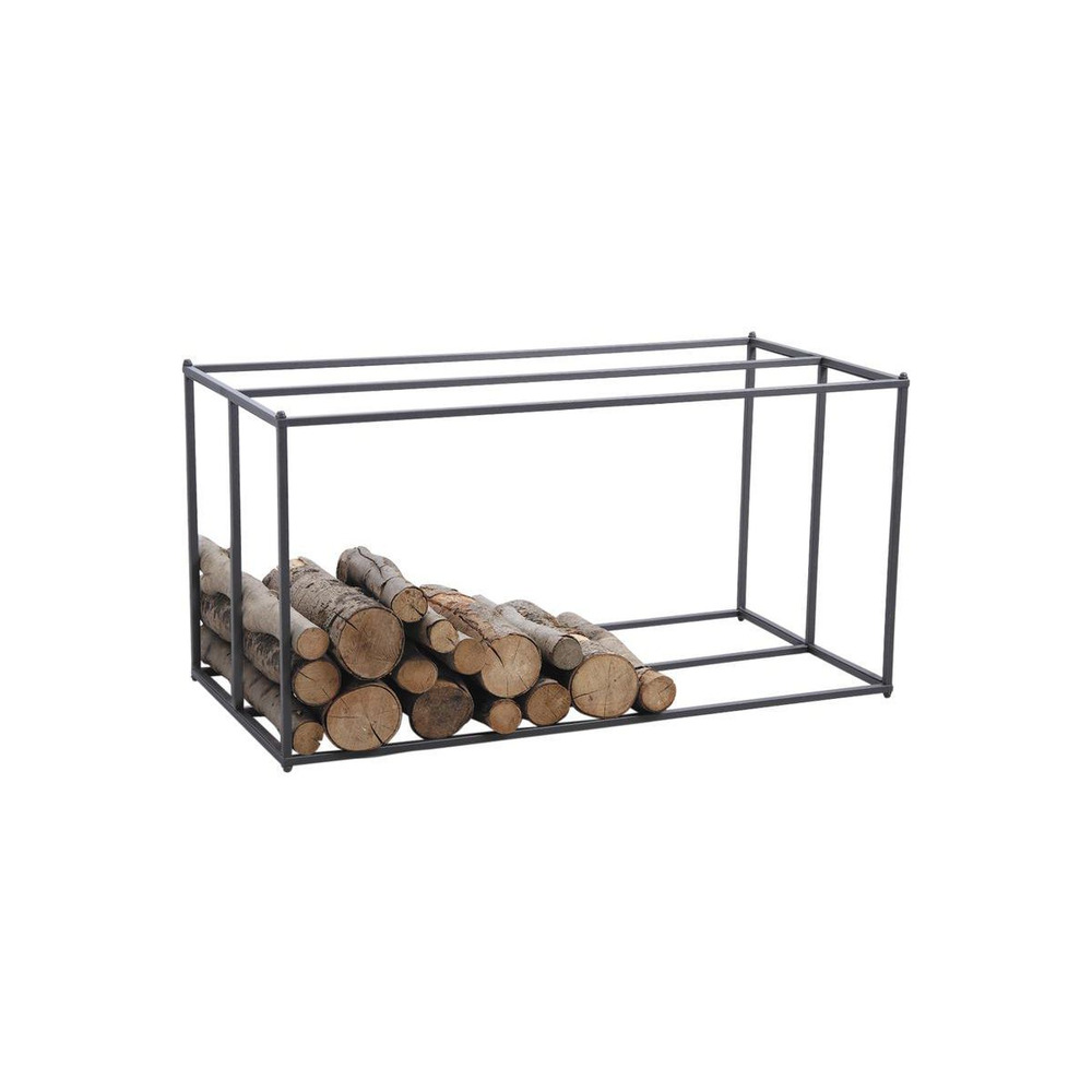 Porte-bûches horizontal en métal gris
