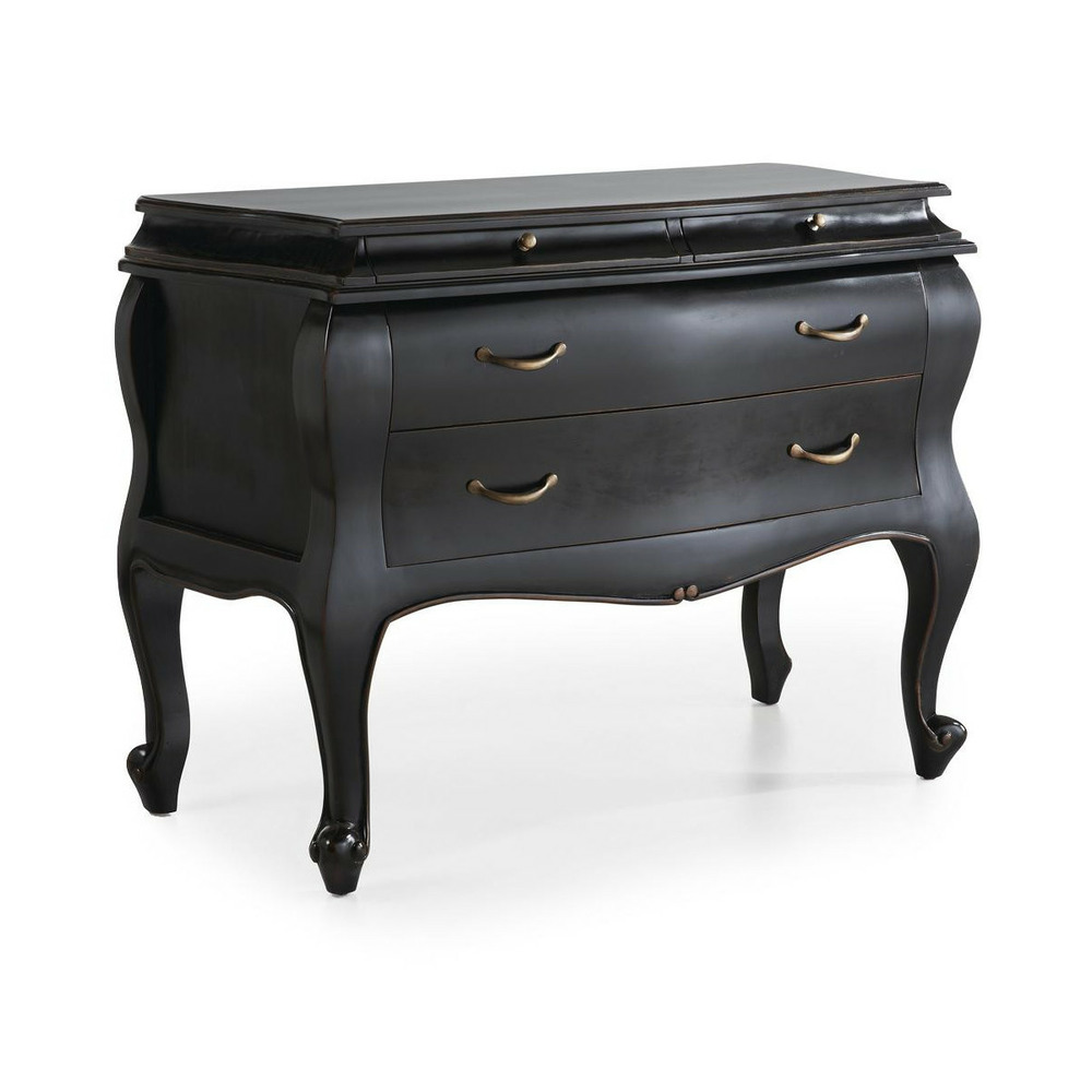 Commode 4 tiroirs bronze bois noir - helvinia décoration d'autrefois
