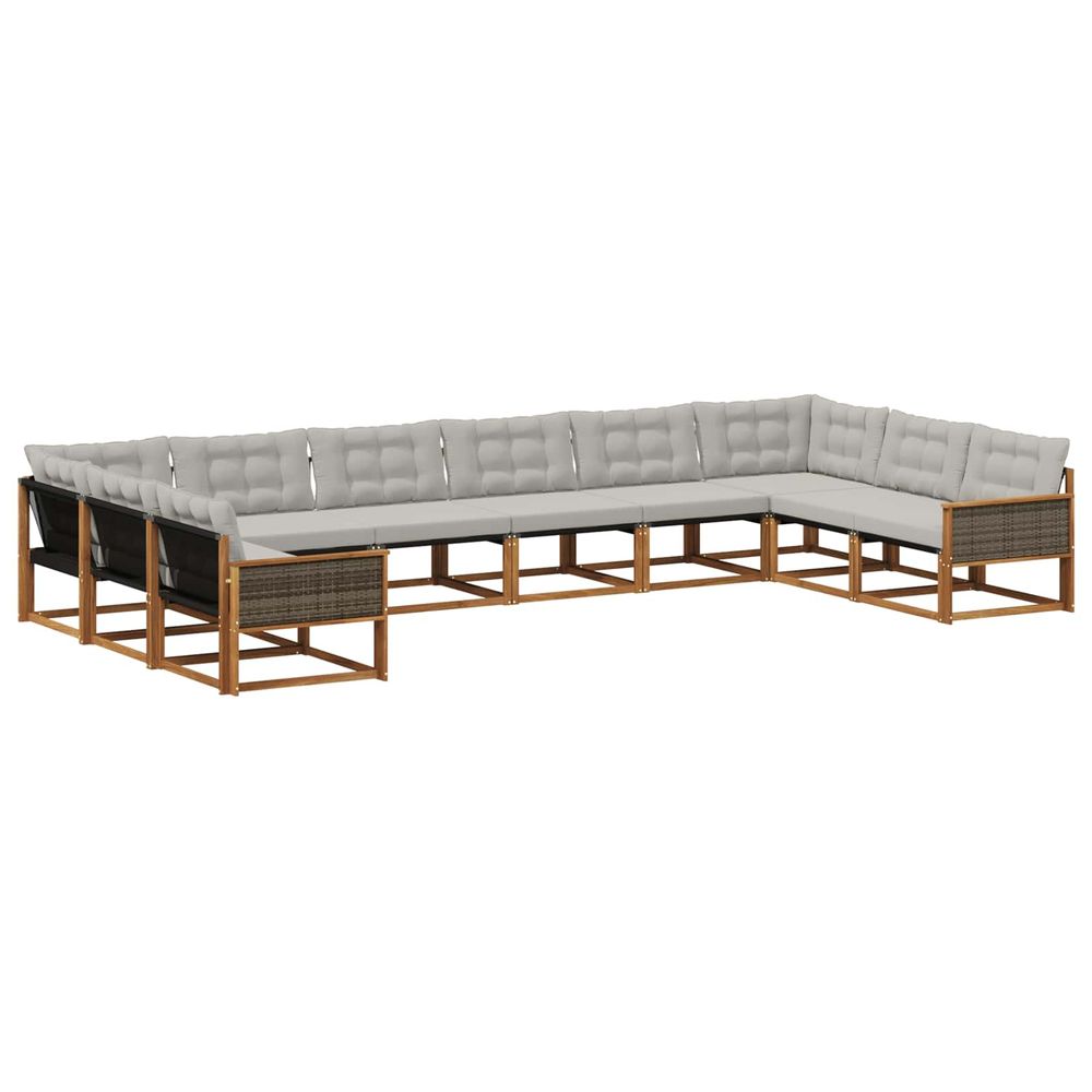 Ensemble de canapés d'extérieur 10 pc naturel et gris clair