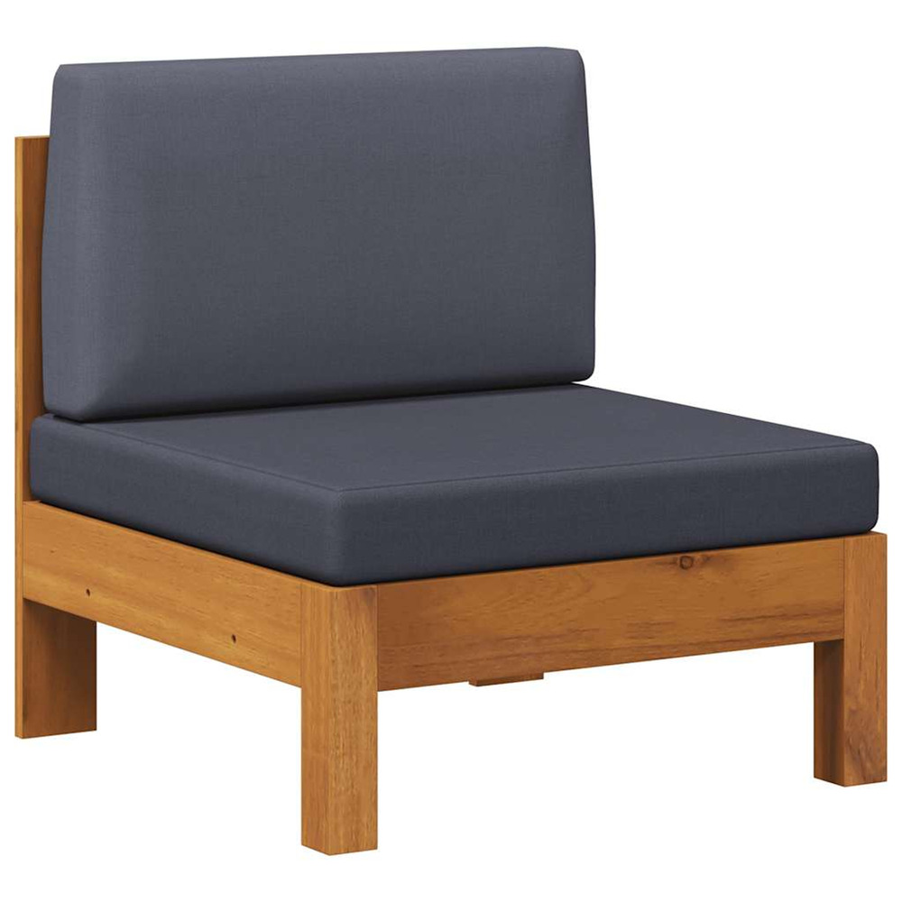 Canapé central avec coussins gris foncé bois d'acacia solide