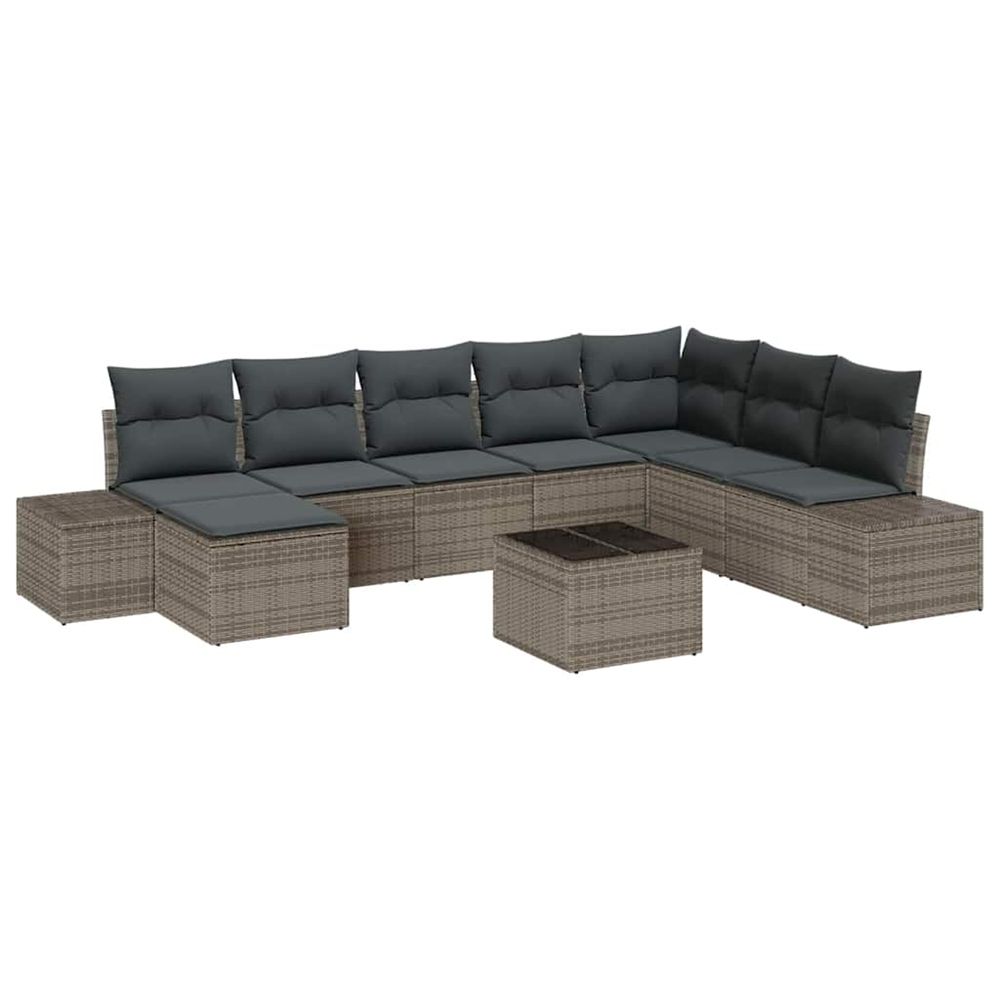 Ensemble de canapé de jardin 8 pc gris polyrotin