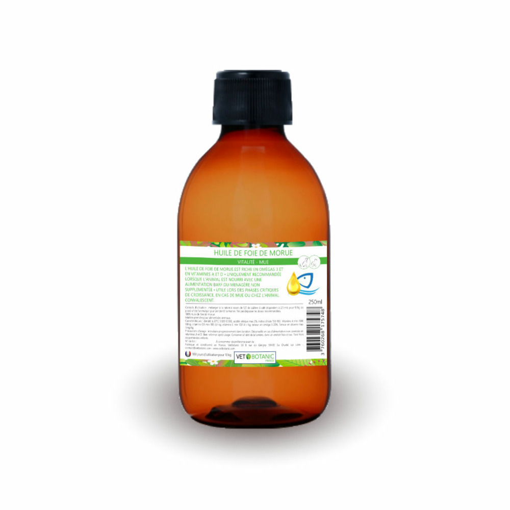 Huile de foie de morue - vitalité et mue chiens et chats