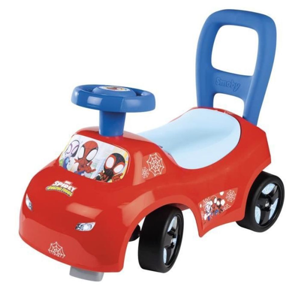 Porteur trotteur - auto enfant 2 en 1 - spidey - coffre sous la selle - des 10 mois - fabrication française