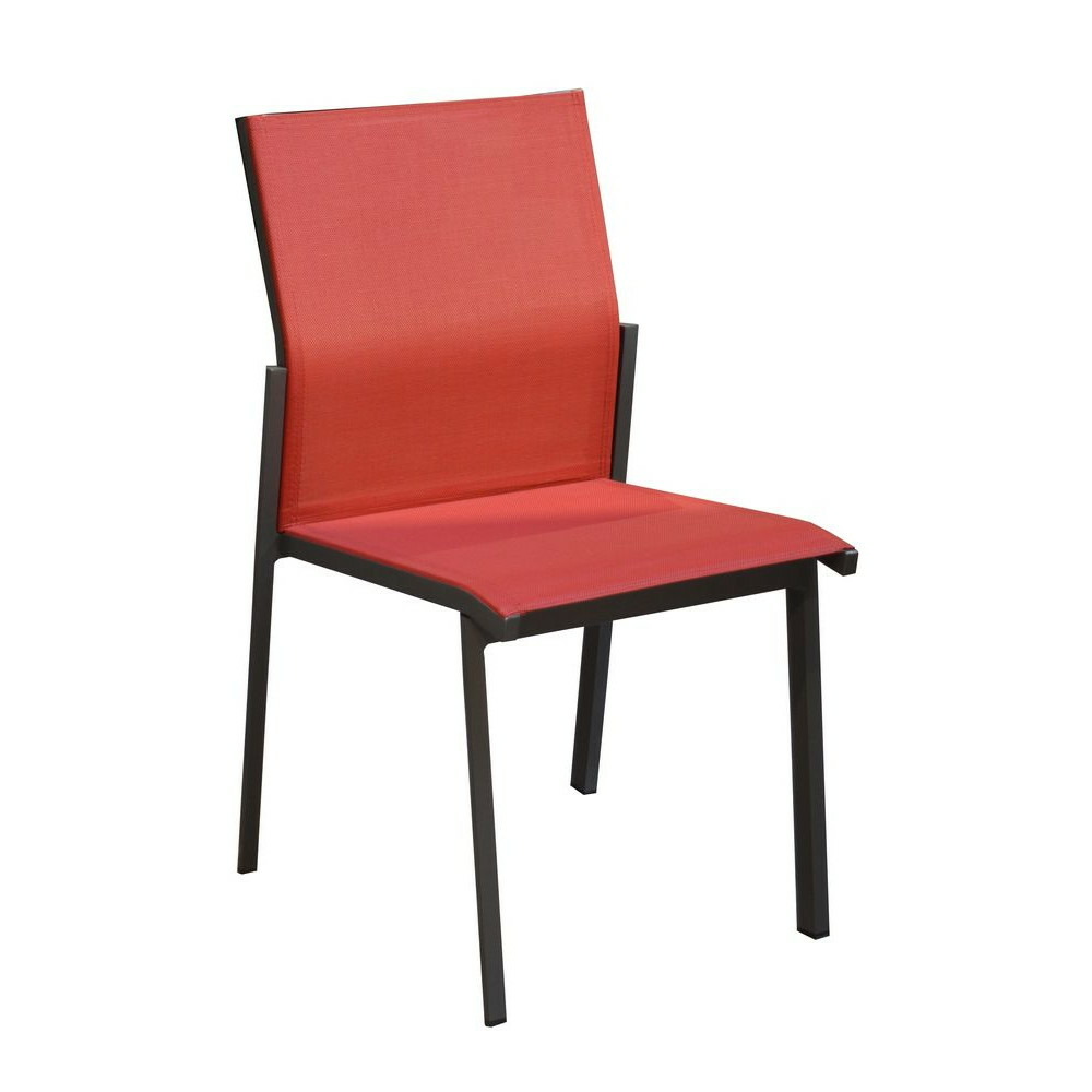 Lot de 2 chaises delia chaise empilables alu/tpep - graphite/rouge