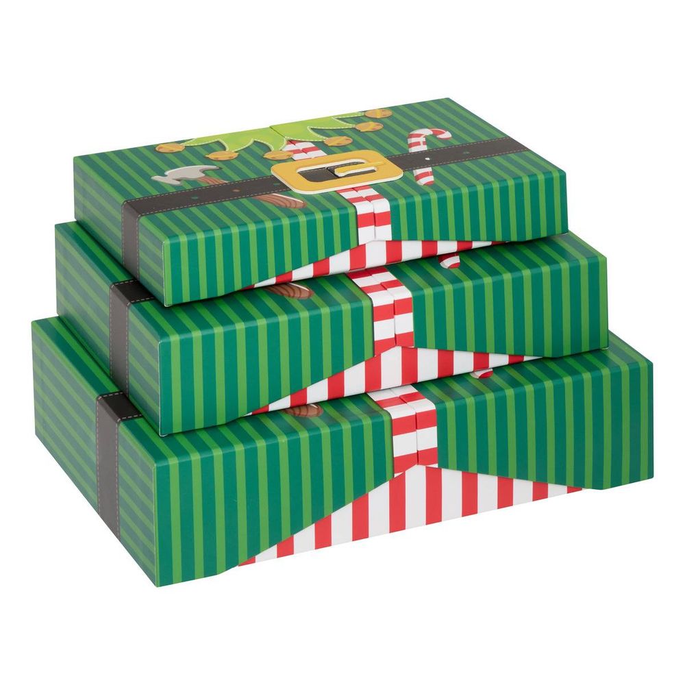 Lot de 3 boîtes cadeau de noël lutin