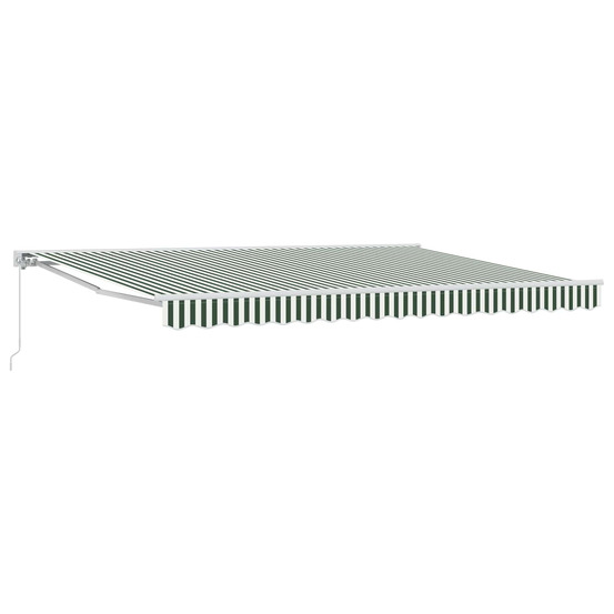 Auvent rétractable manuel vert et blanc 5 x 3 m