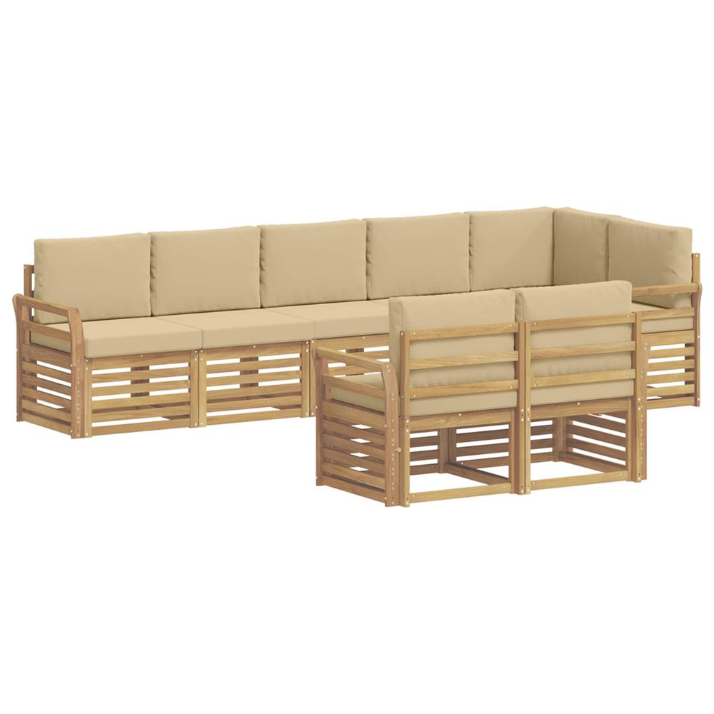 Ensemble de canapés d'extérieur 8 pc blanc et beige polyester