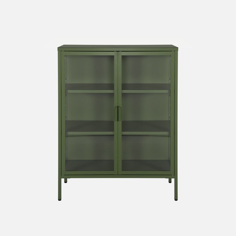 Armoire vitrine acier et verre trempé 2 portes 80cm - arkansas