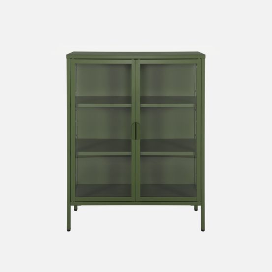Armoire vitrine acier et verre trempé 2 portes 80cm - arkansas