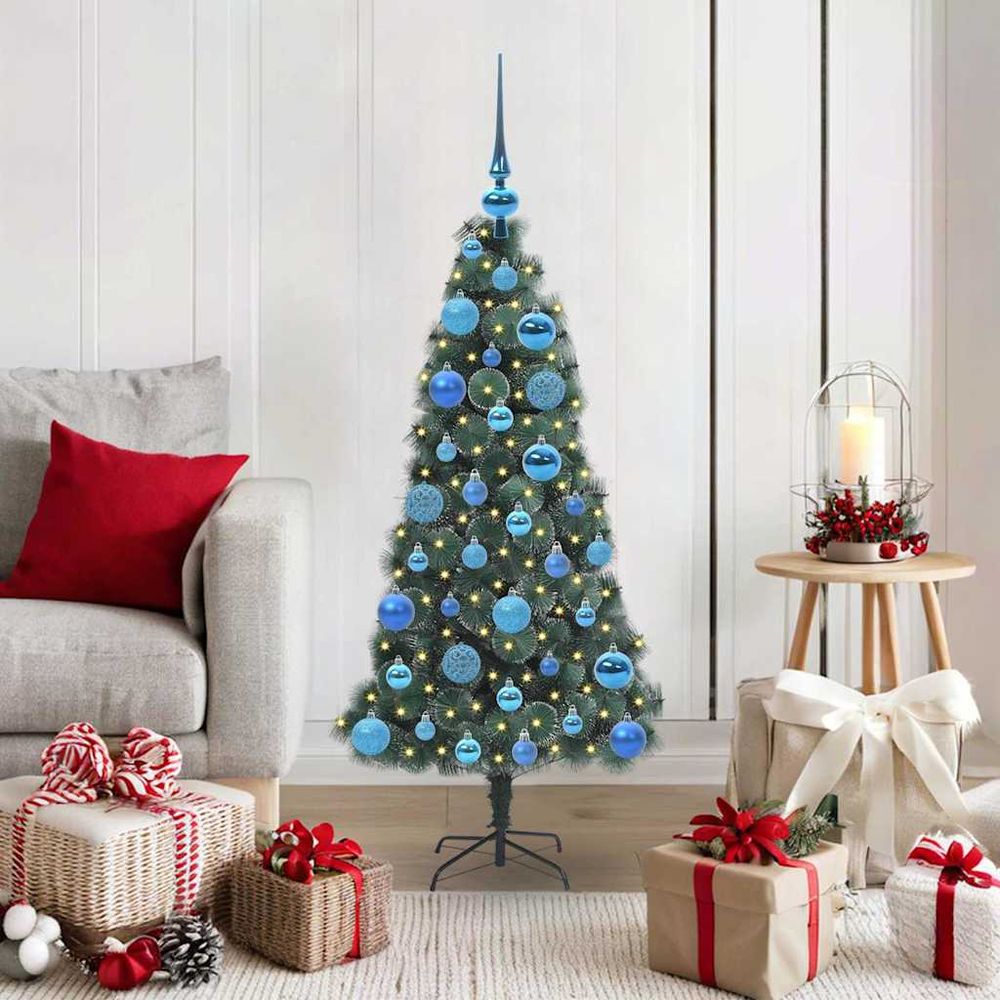 Arbre de noël 120 cm design moderne avec éclairage led et boules