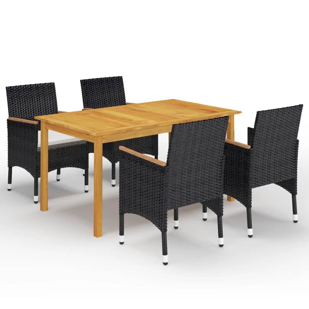 Ensemble à manger de jardin 5 pcs noir
