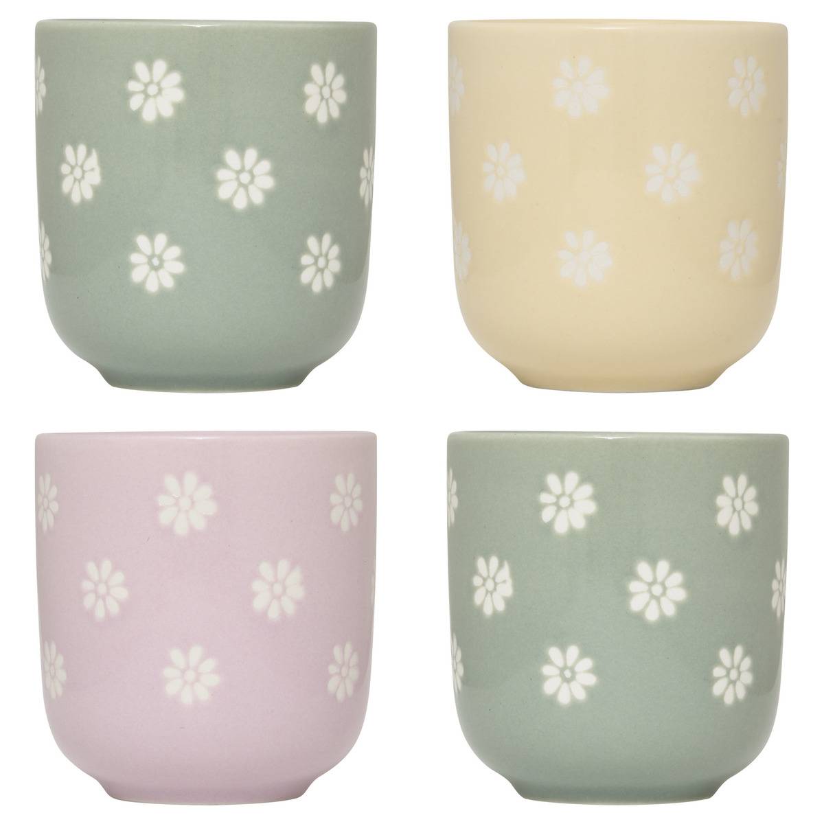 Coffret 4 tasses à café margot motif fleuri