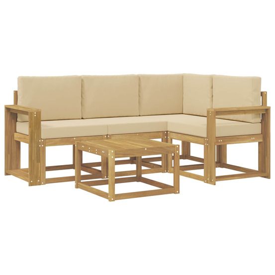 Ensemble de canapés d'extérieur 5 pc blanc et beige