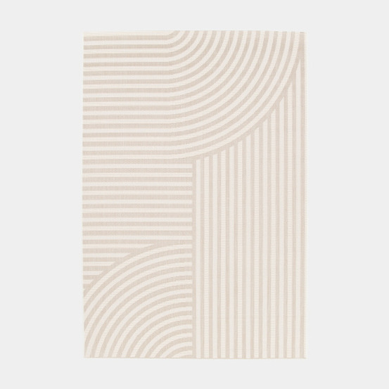 Tapis motif géométrique en matière recyclée - graphic line - beige - 120 x 170 cm