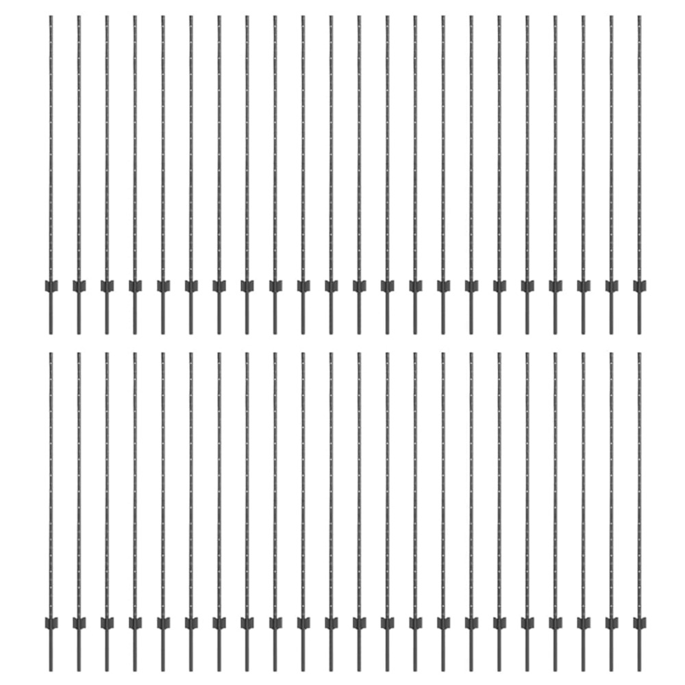 Poteau de clôture. 44 pcs gris 200 cm acier